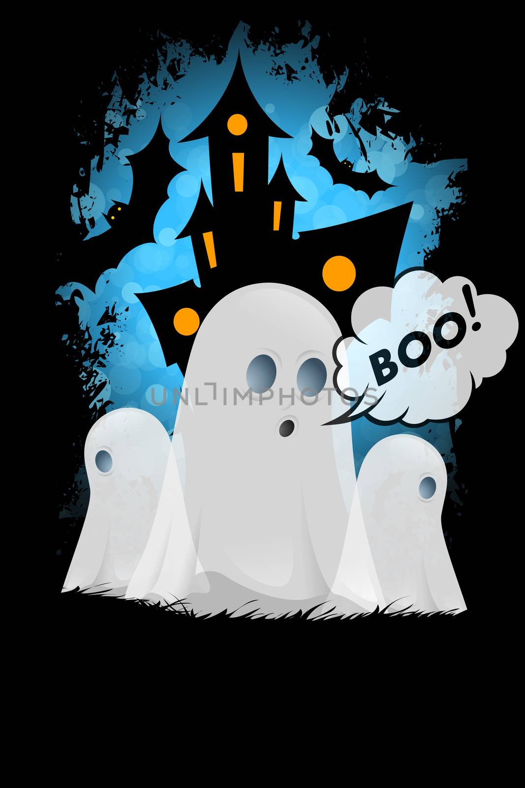 Halloween Poster with Ghosts