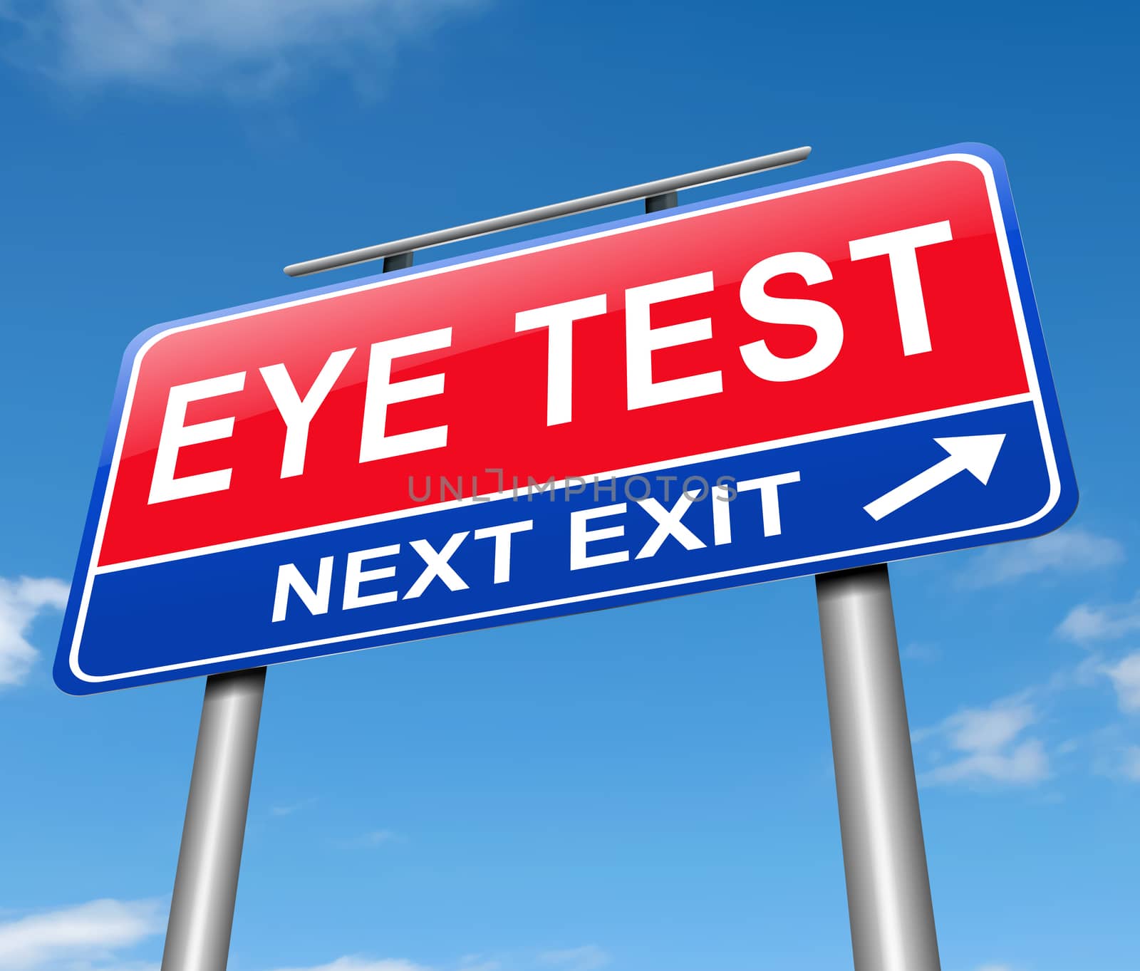 Illustration depicting a sign with am eye test concept.