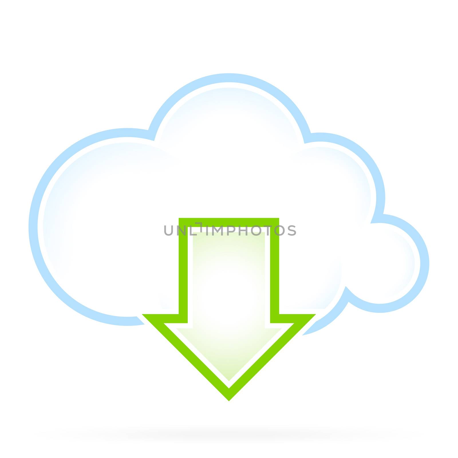 Cloud Computing Technology Icon with Download Arrow