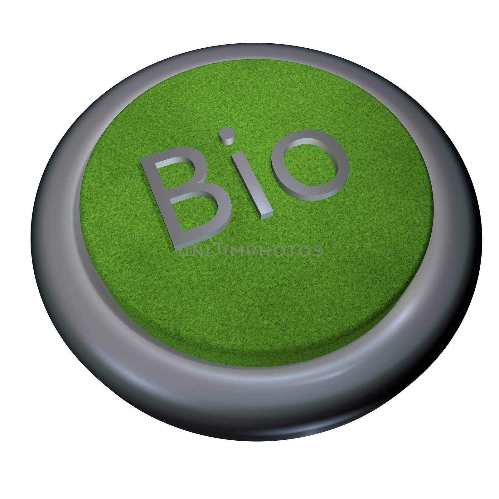 Bio button isolated over white, 3d render