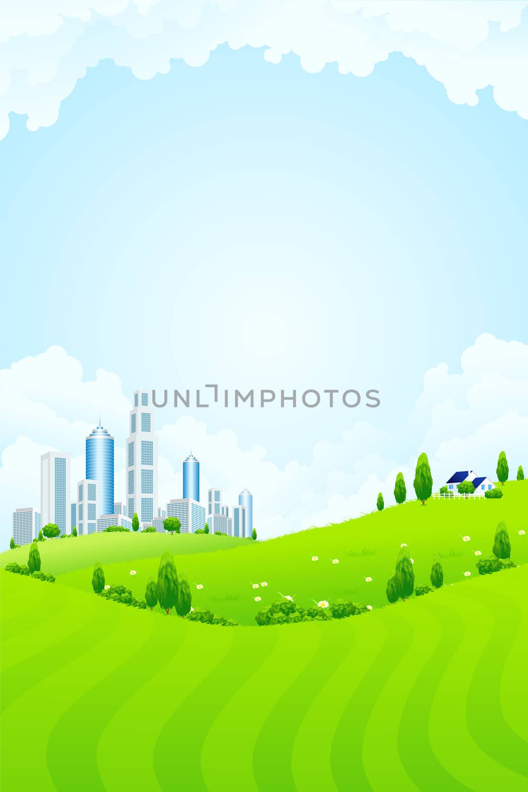 Green landscape with city by WaD