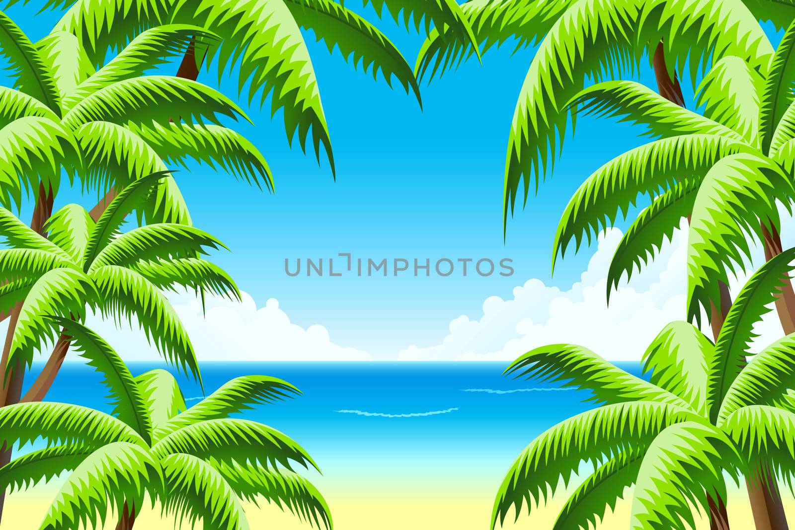 Background Summer Vacation with Sea and Palm Trees