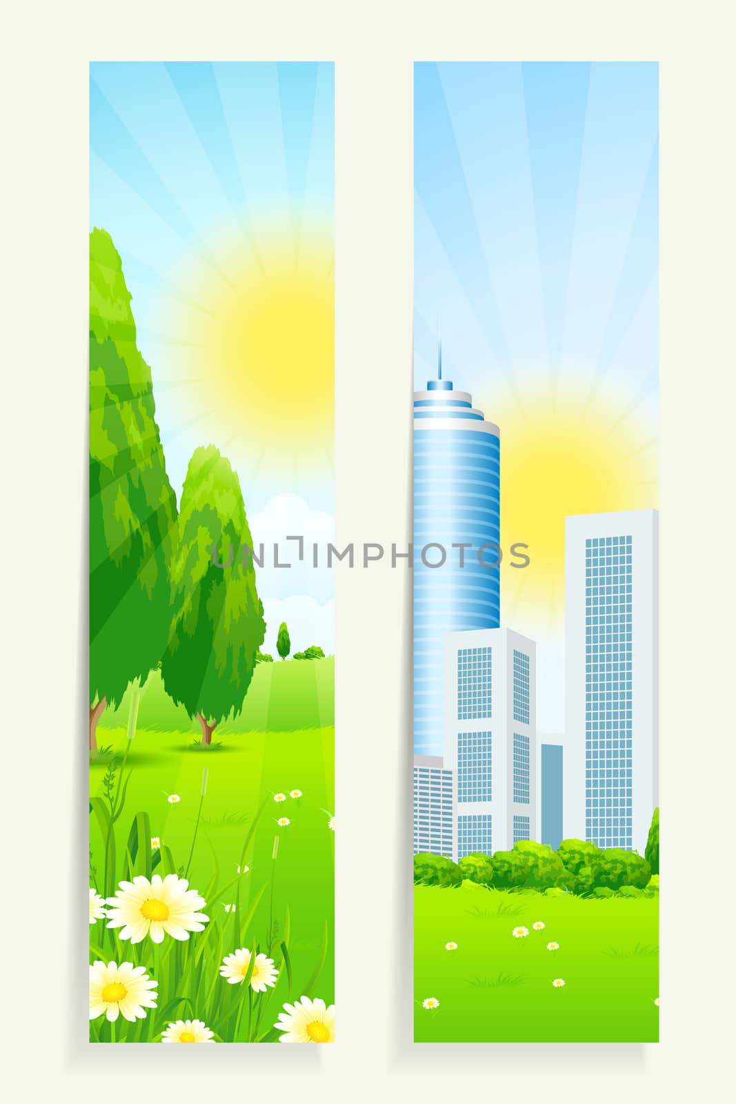 Two Vertical Banners with Nature and City by WaD