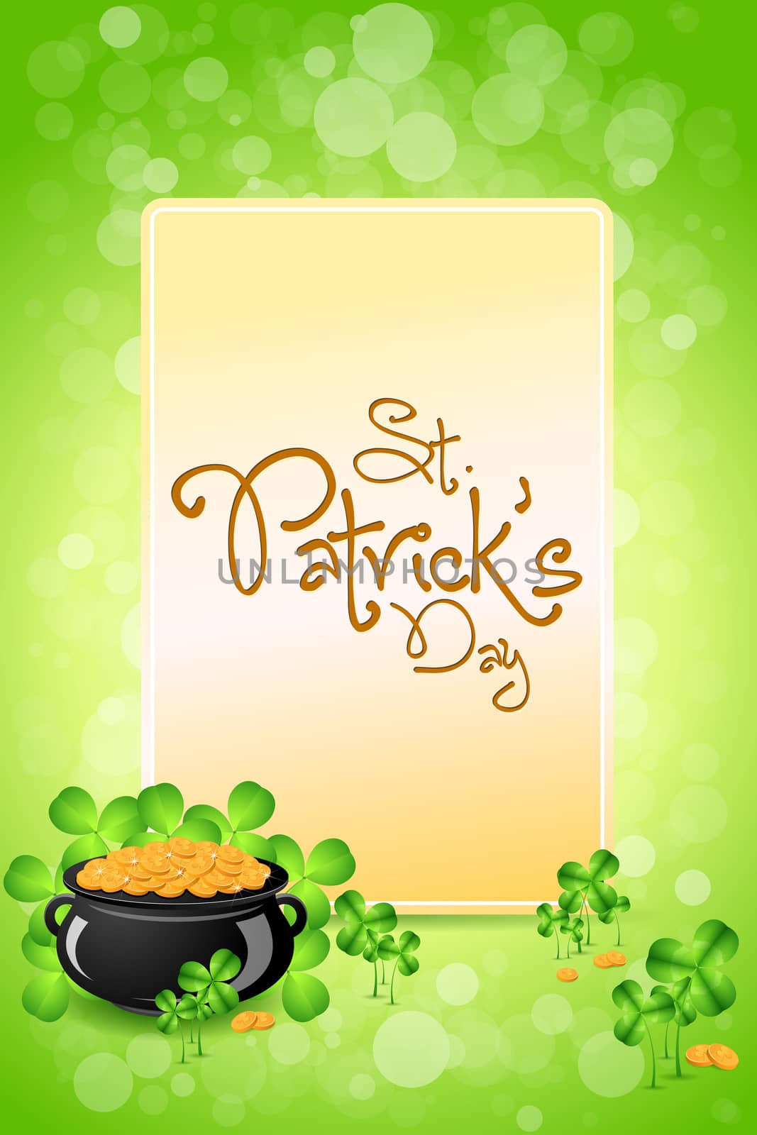 Saint Patricks Day Card with Shamrock and Board