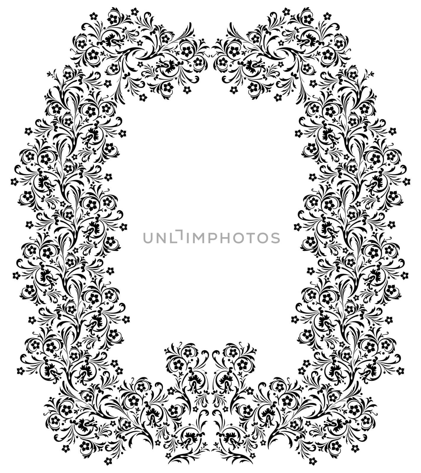 Ornamental design, digital artwork, floral frame