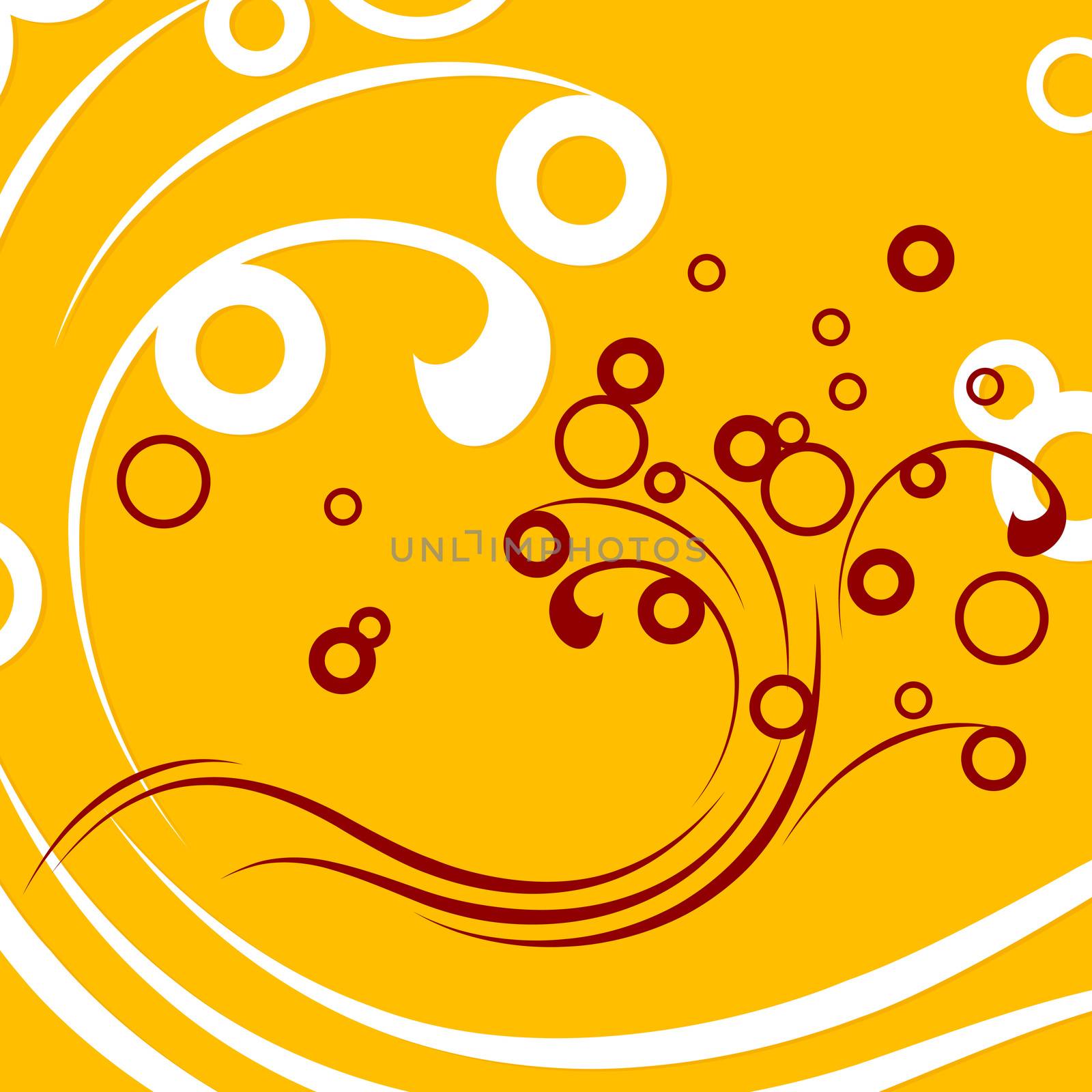 abstract background with circles and scrolls, vector illustration