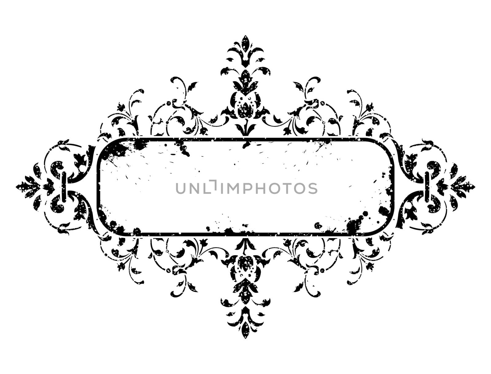 old grunge frame with floral decoration, vector illustration
