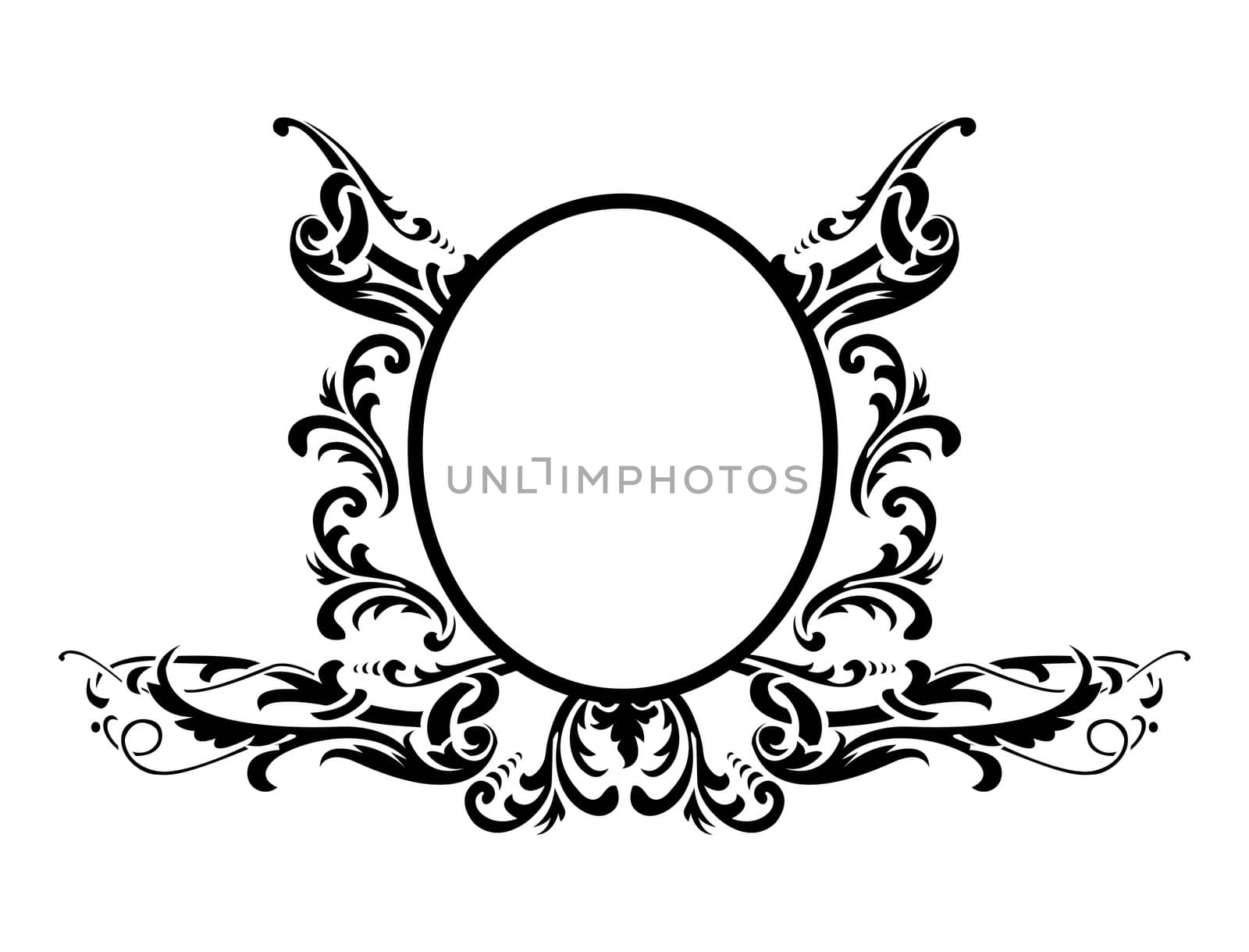 black frame with floral decoration, vector illustration