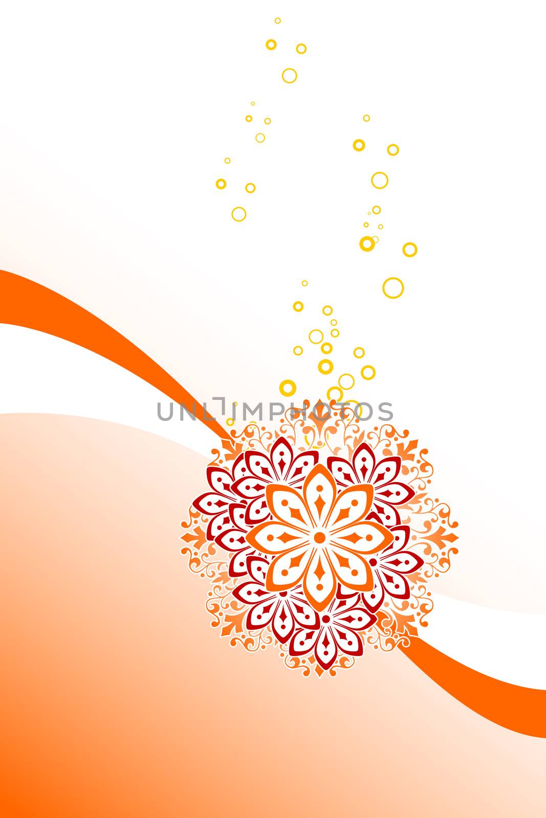 abstract background with circles and flowers, vector illustration