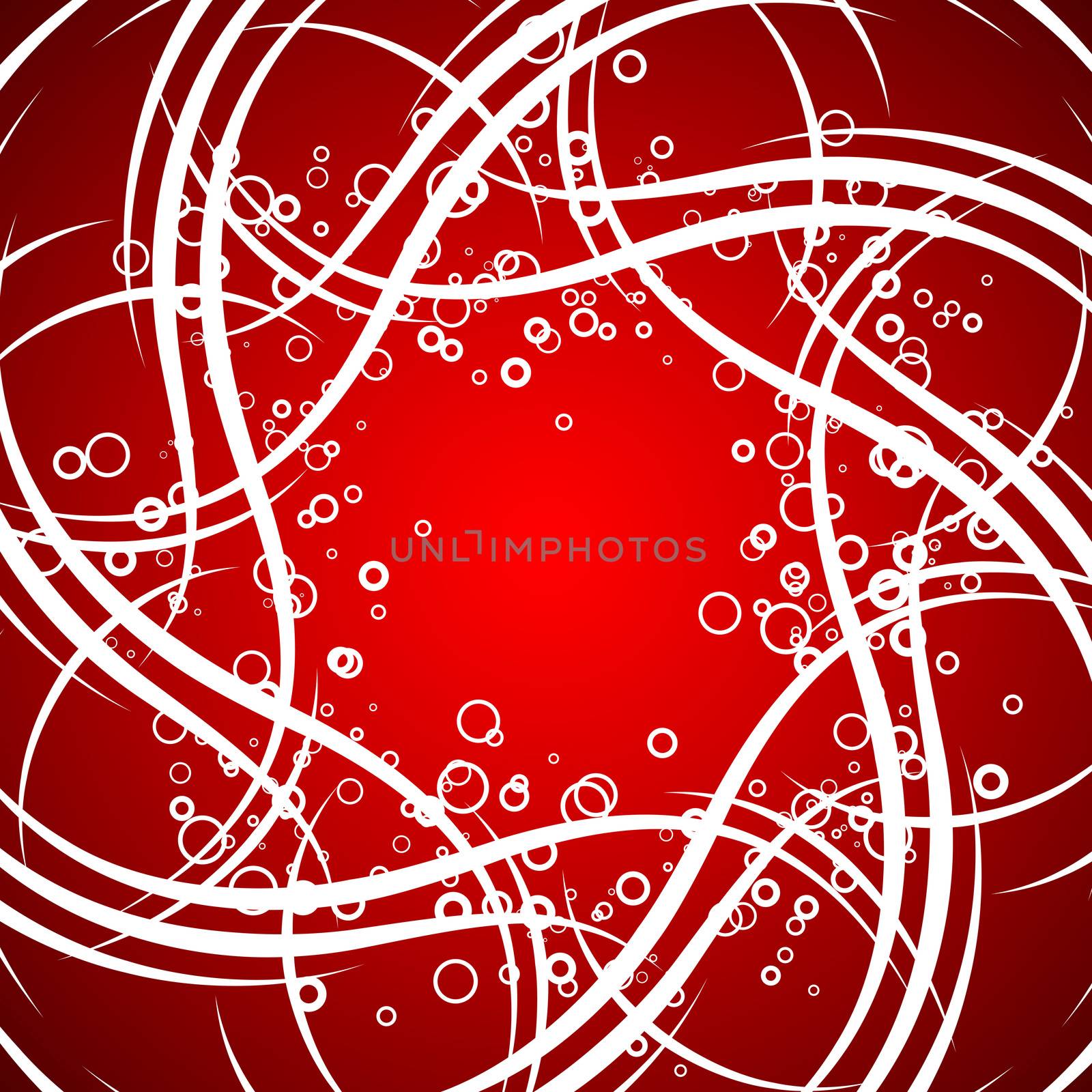 abstract background with circles and scrolls, vector illustration