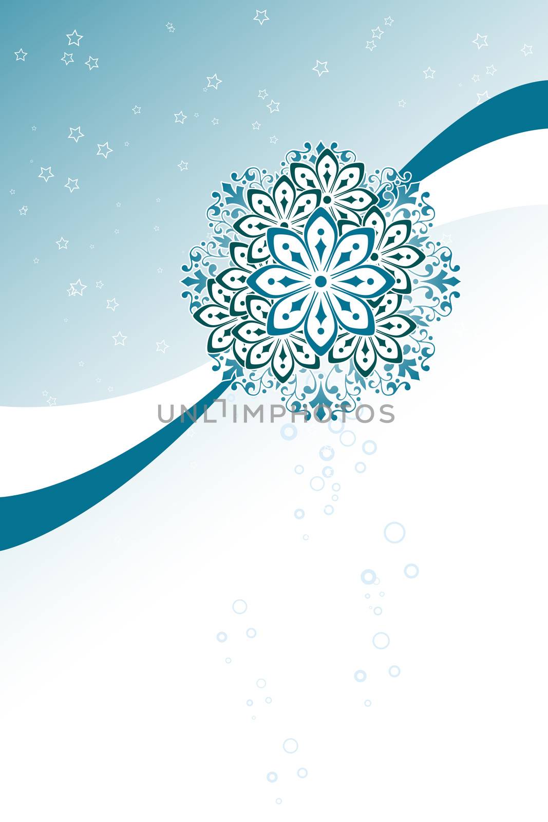 abstract background with circles flowers and stars, vector illus by WaD