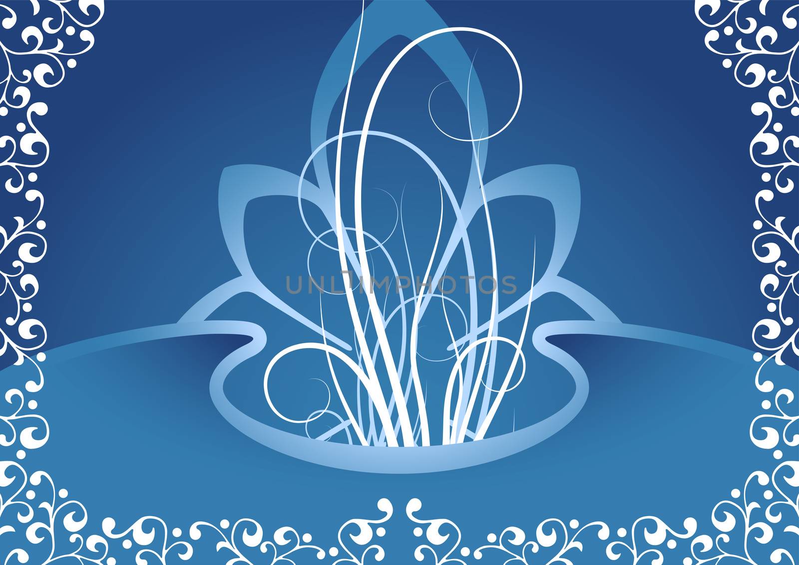 creative background with floral elements in blue color, vector illustration