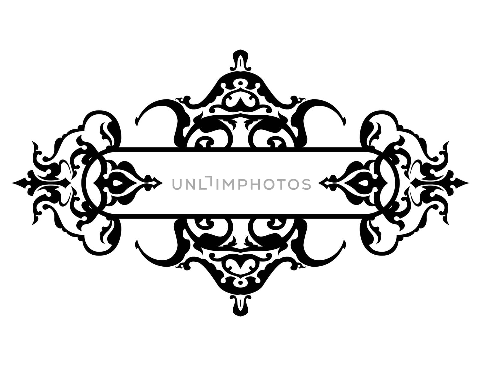 black frame with floral decoration, vector illustration by WaD