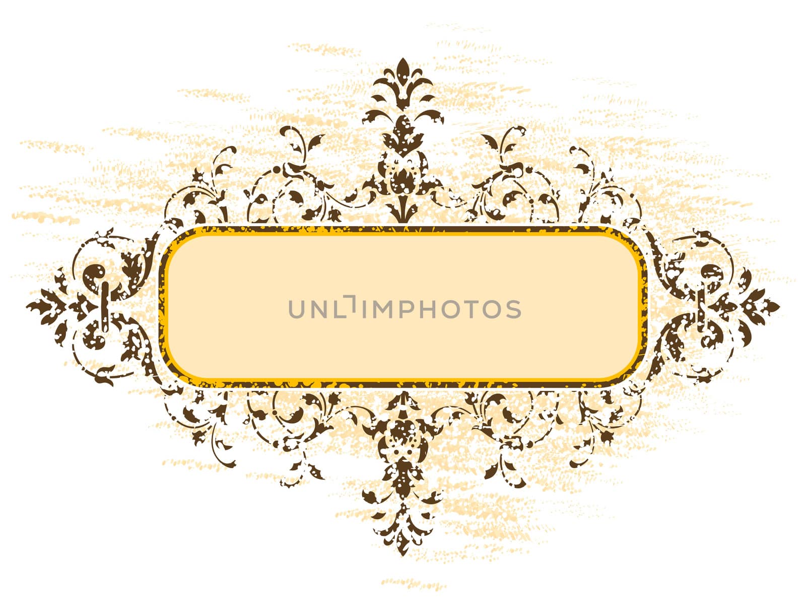 old grunge frame with floral decoration, vector illustration