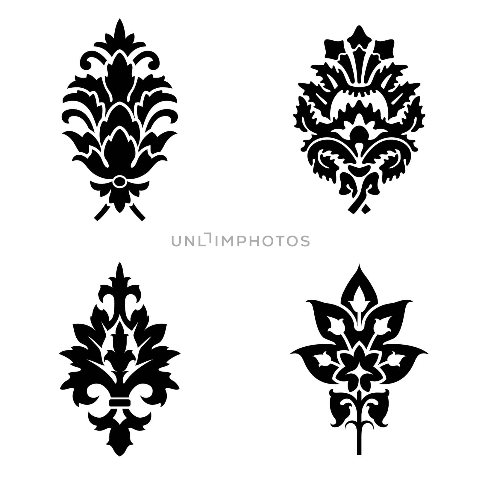 Abstract painted flowers vector illustration isolated on white