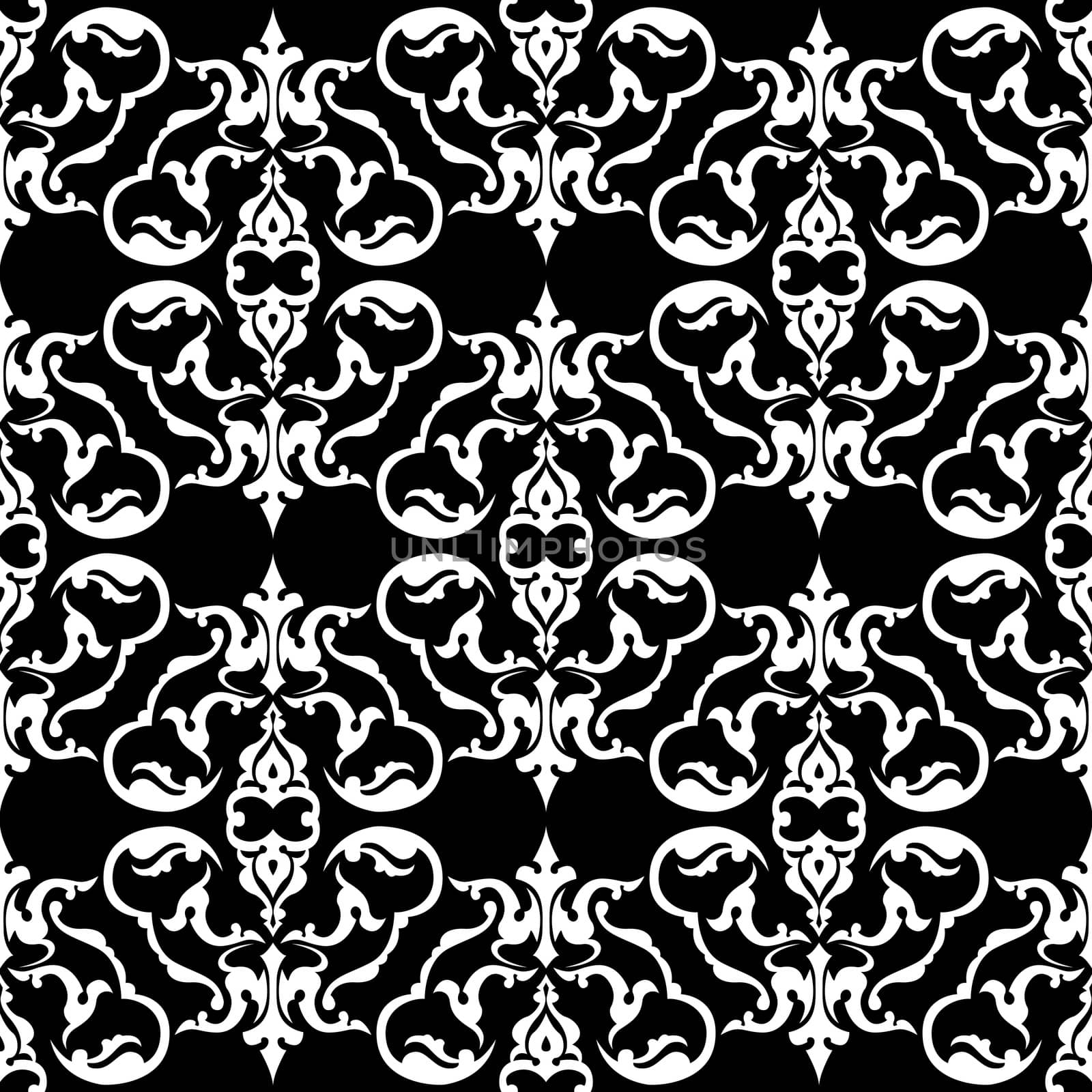 abstract floral decorative pattern in black color vector illustration