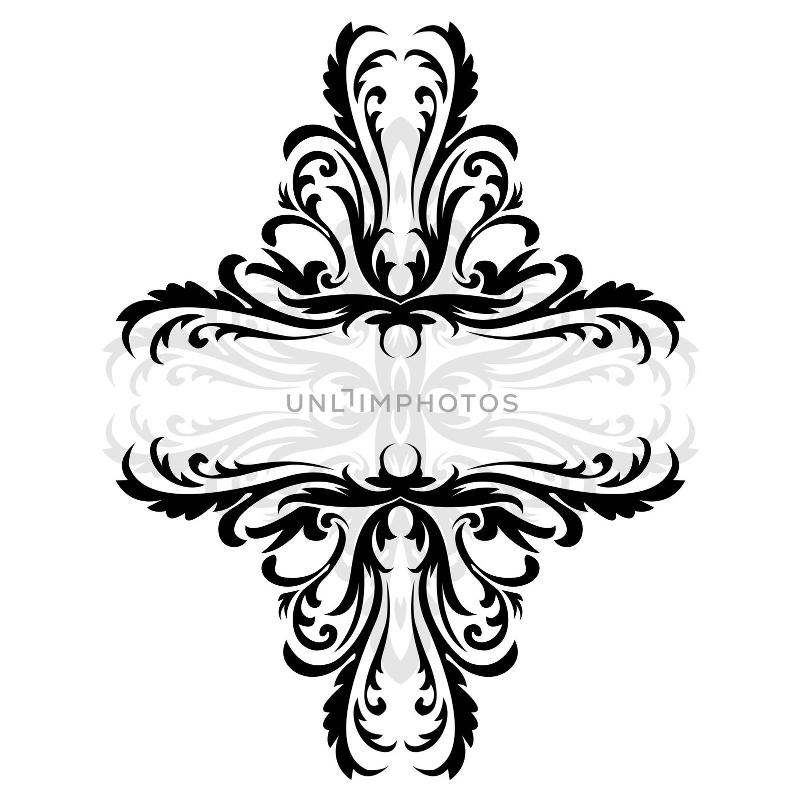 Abstract painted ornament vector illustration isolated on white