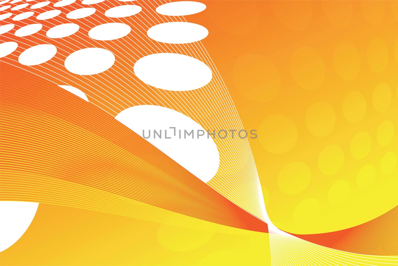Abstract orange background with waves and circles