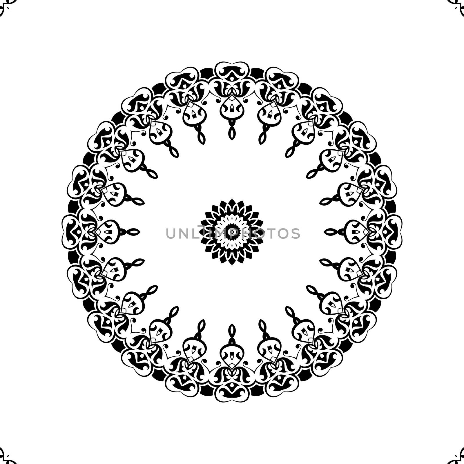 Ancient decorative ornament pattern illustration isolated on white