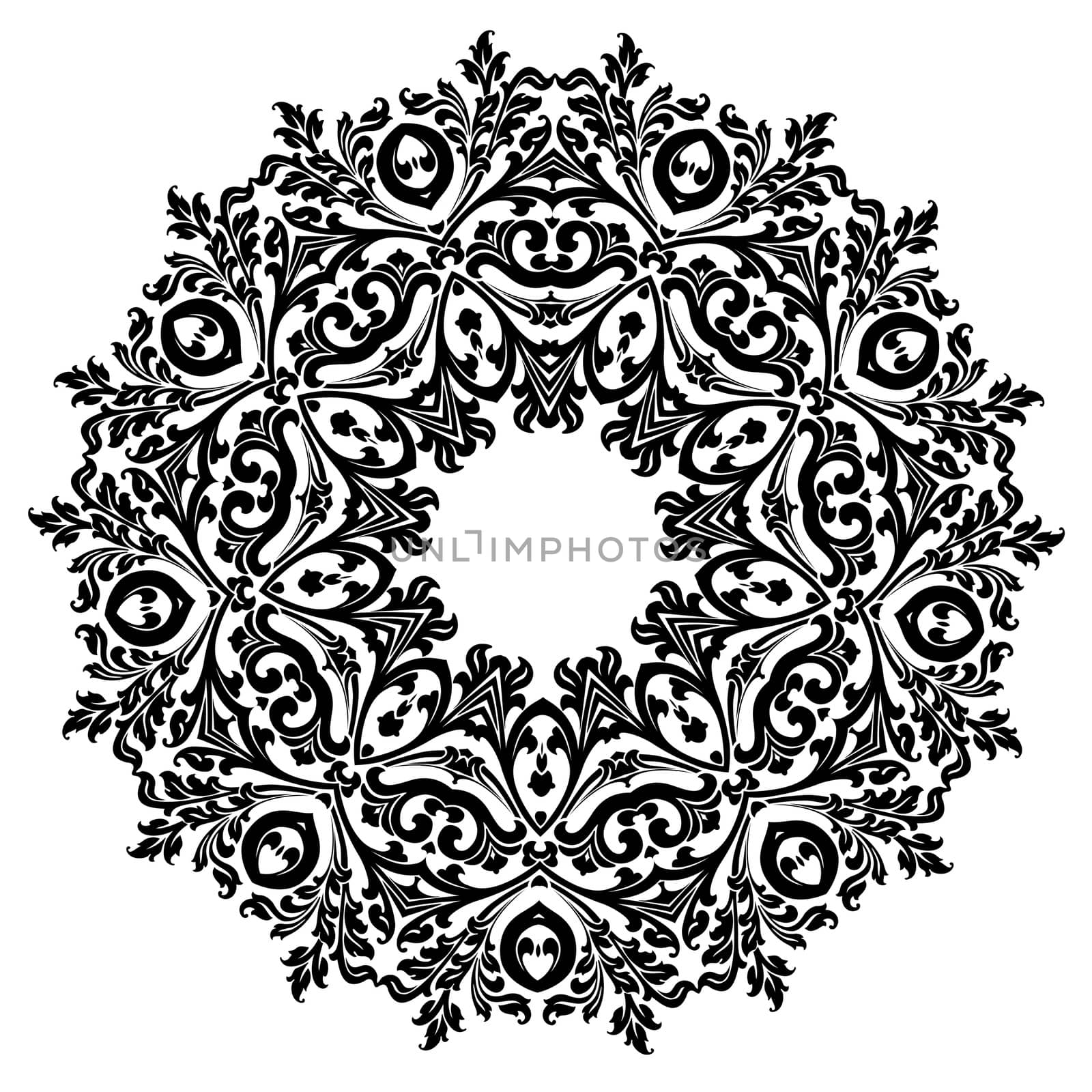 Ancient decorative ornament pattern illustration isolated on white