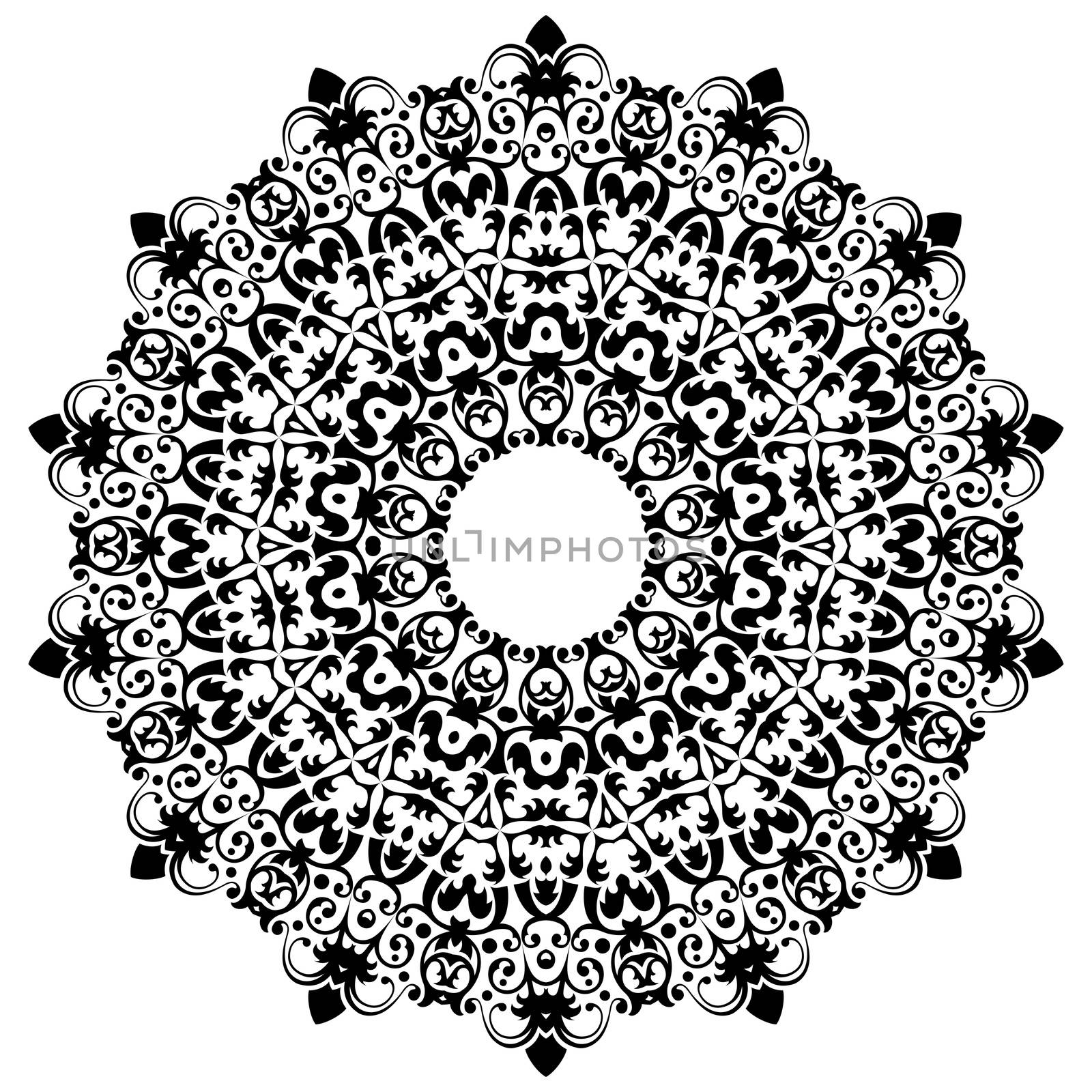 Ancient decorative ornament pattern isolated on white