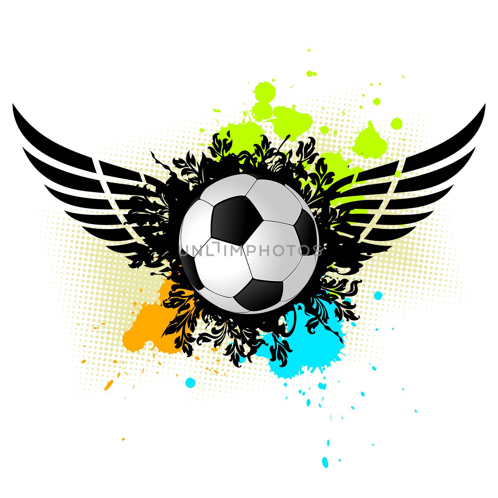 Vector grunge illustration of a soccer ball for your design