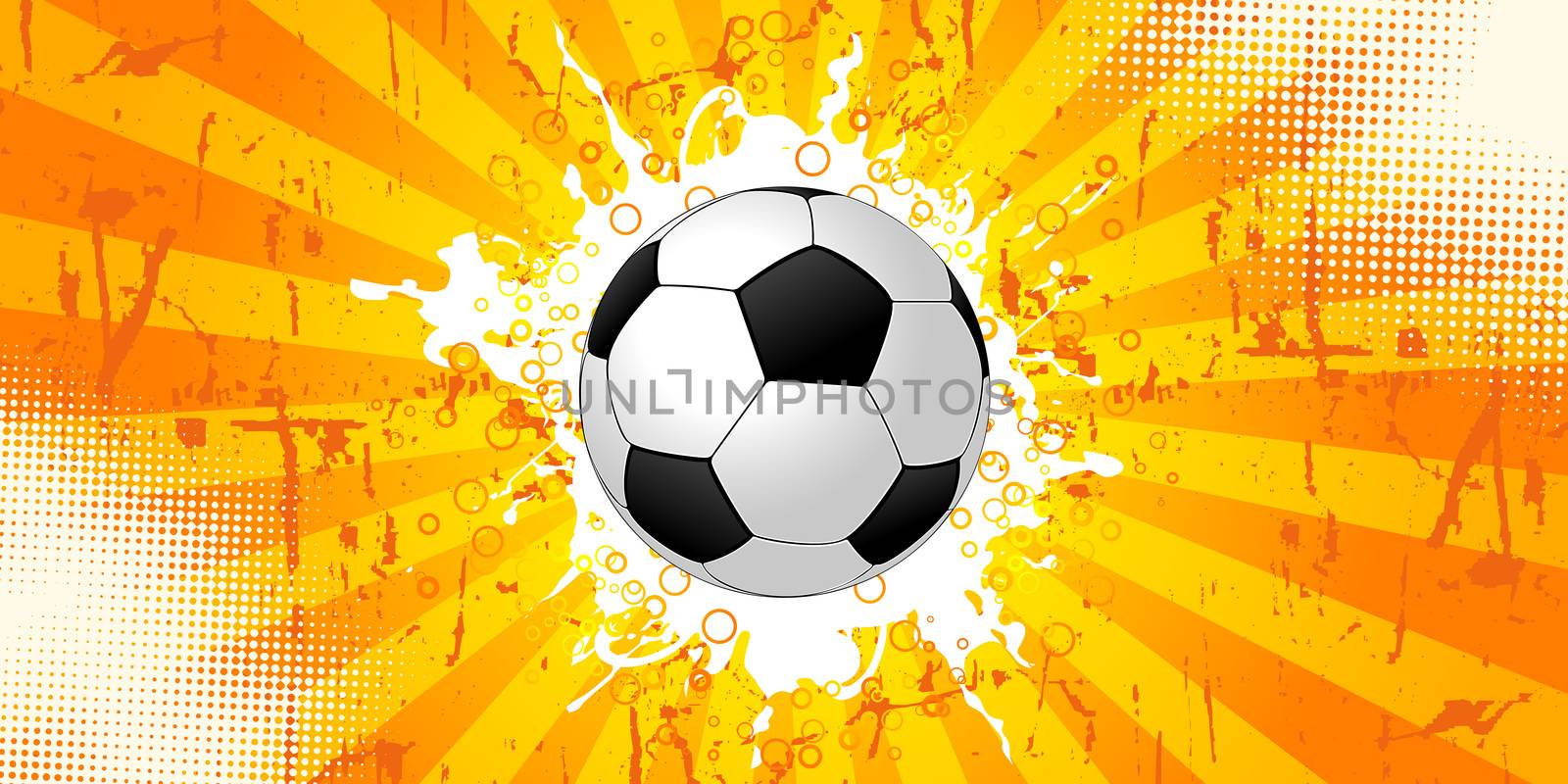 Grunge Vector background with a soccer ball for your design