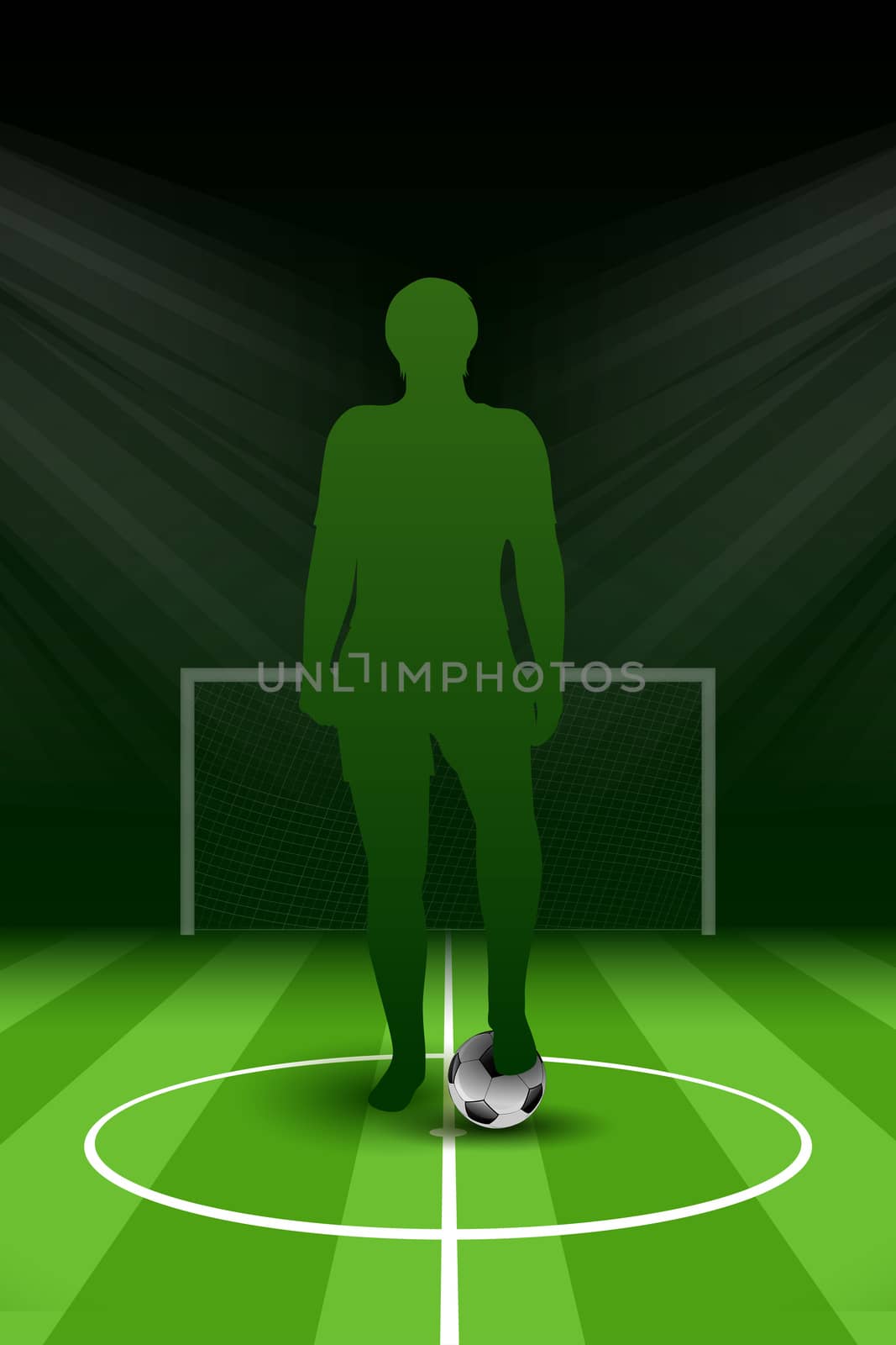 Soccer Poster with Player and Ball on Gridiron, element for desi by WaD