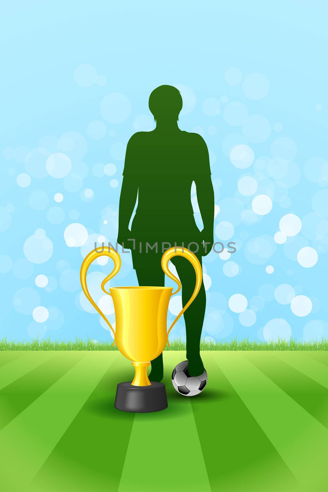 Soccer Poster with Winner Team Captain with the Cup and Ball, ve by WaD