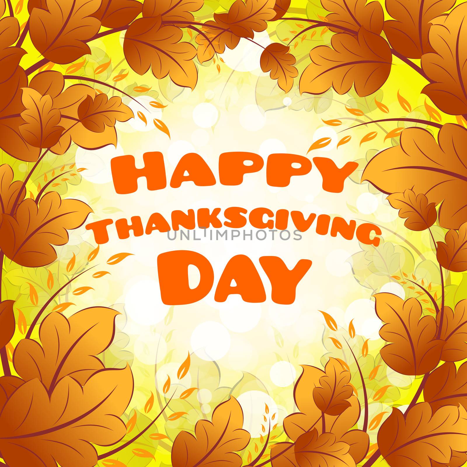 Happy Thanksgiving Day card with Leaves