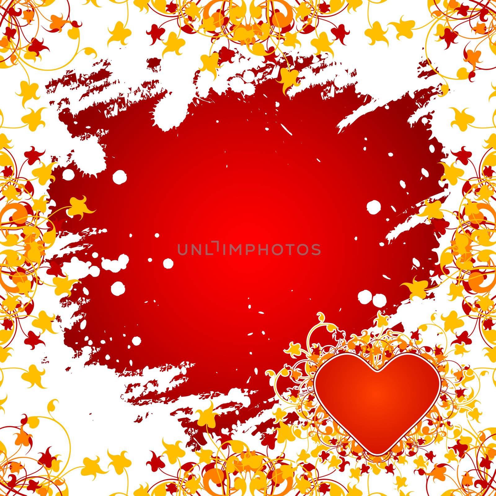Valentine's Day greeting card with flowers and heart on grunge b by WaD