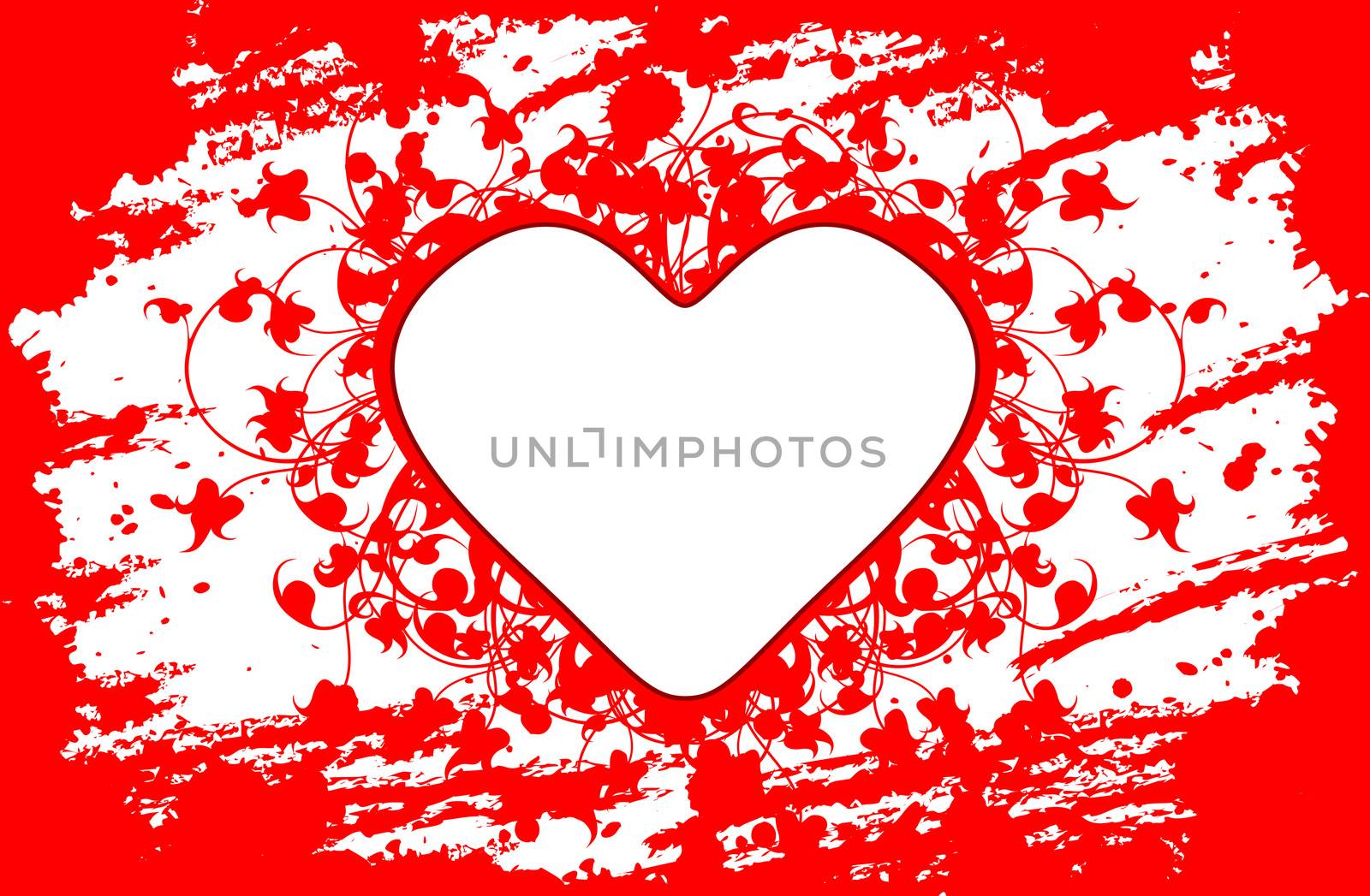 Valentine's Day greeting card with flowers heart on grunge background