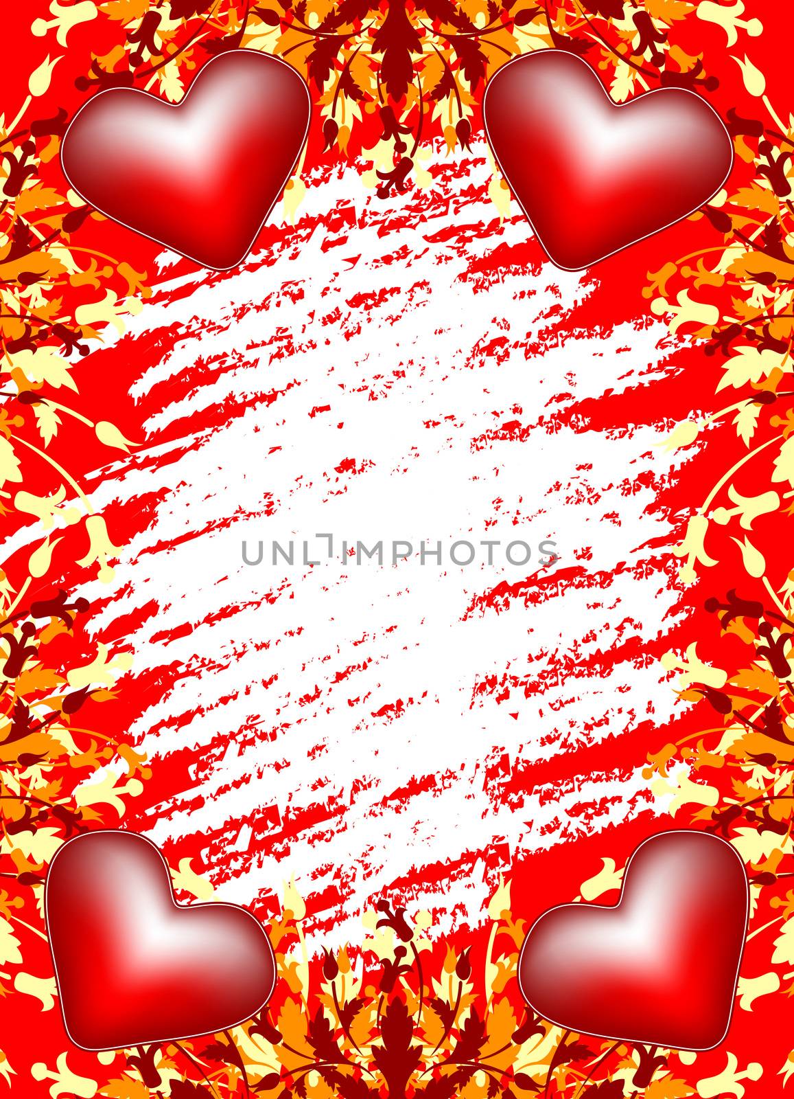 Valentine's Day greeting card with flowers and heart on grunge b by WaD