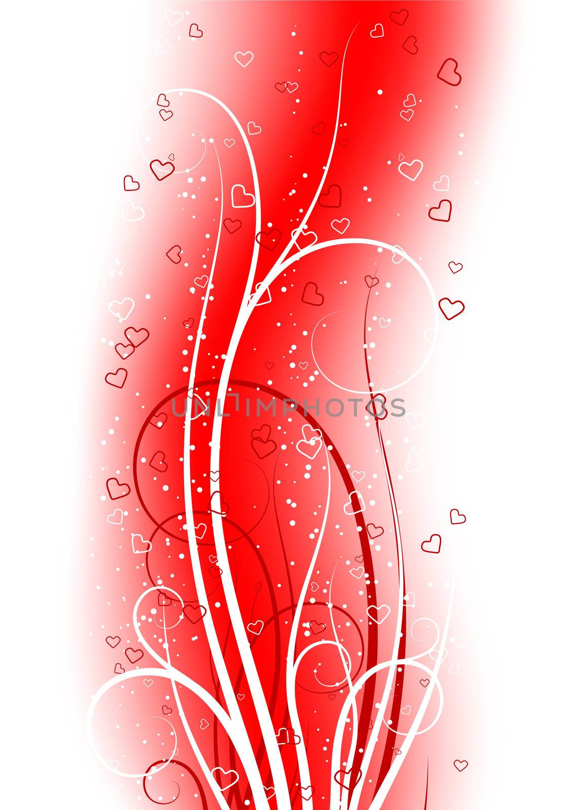 Valentine's Day greeting card with scroll heart on abstract back by WaD