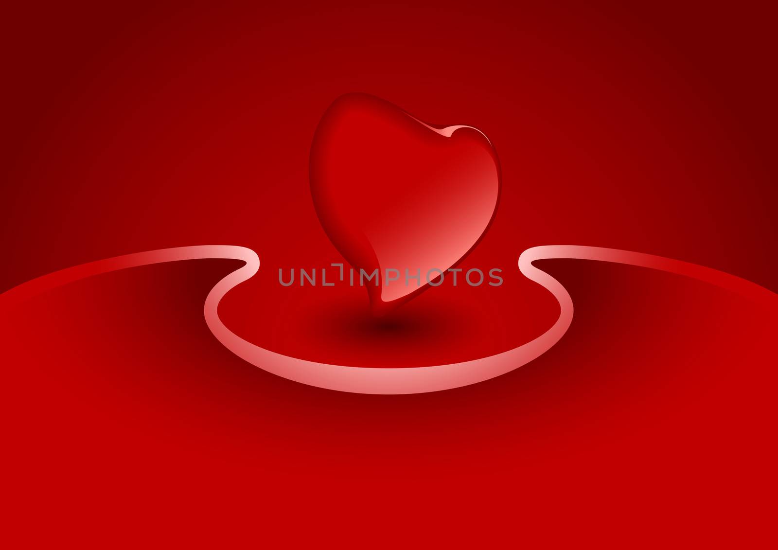 Valentine greeting card with heart in red color, vector illustration