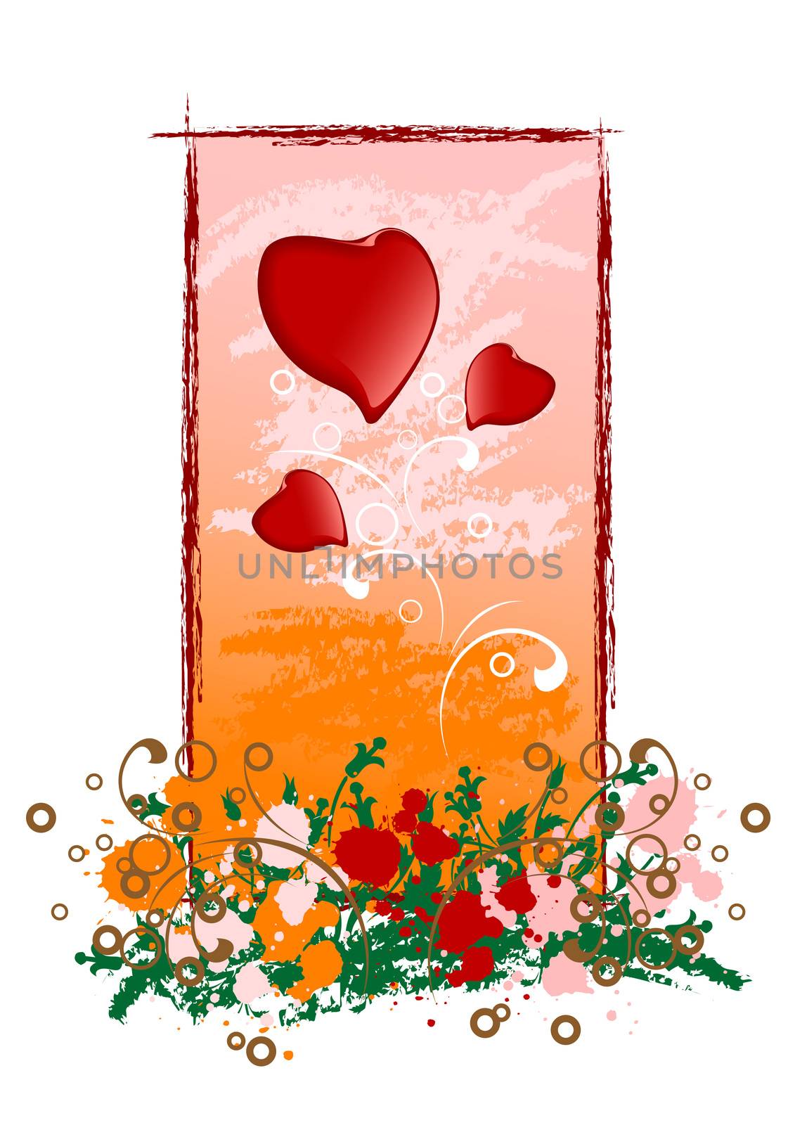 Creative grunge Valentine greeting card with heart, vector illus by WaD