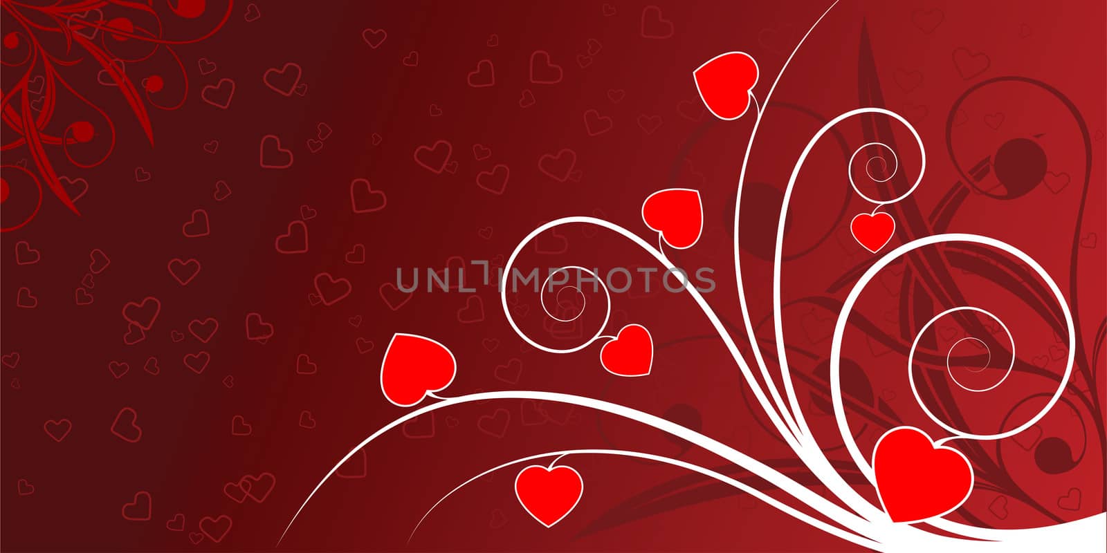Abstract valentine card with hearts and flowers