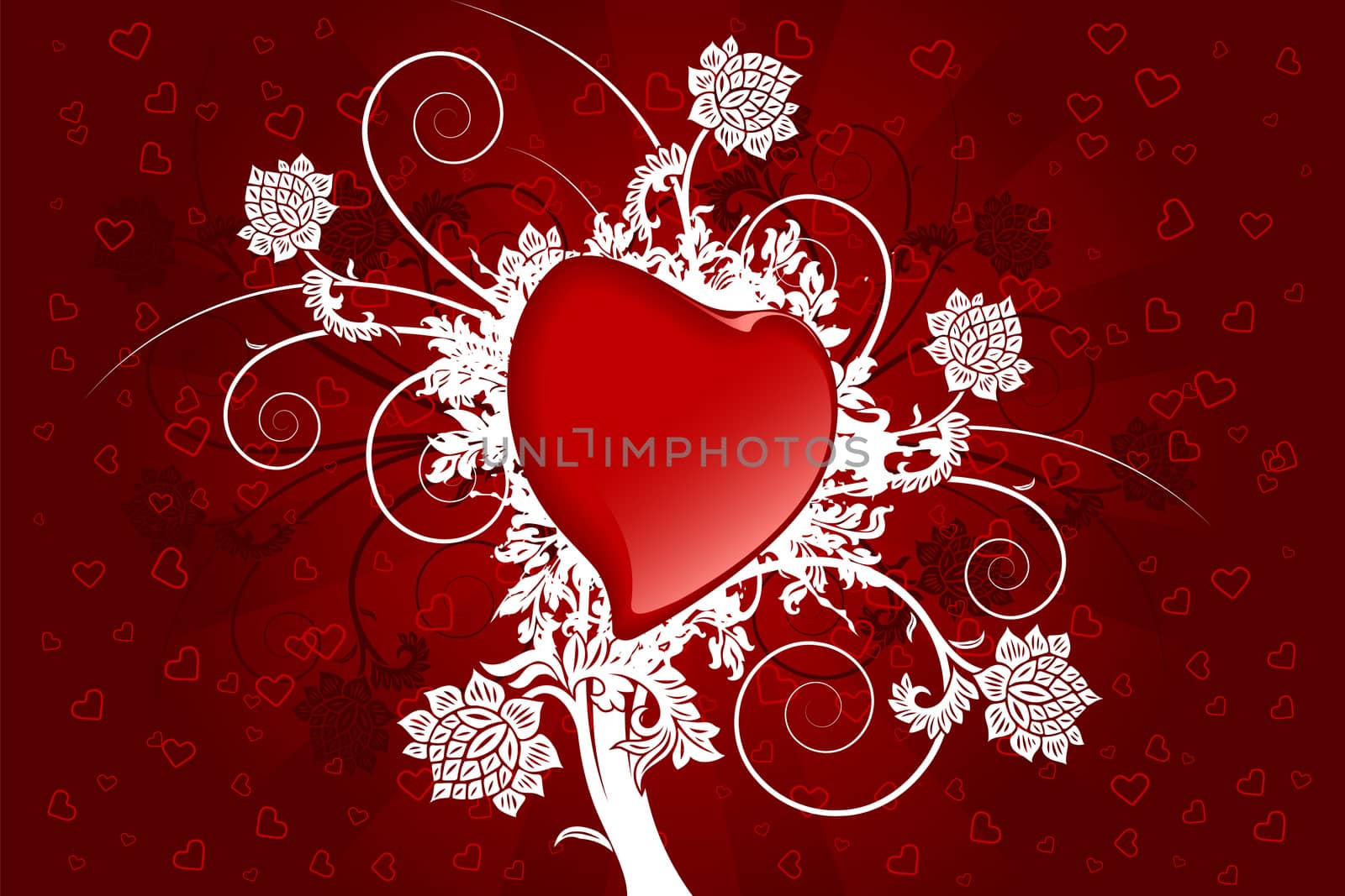 Abstract Valentine card with heart and flowers