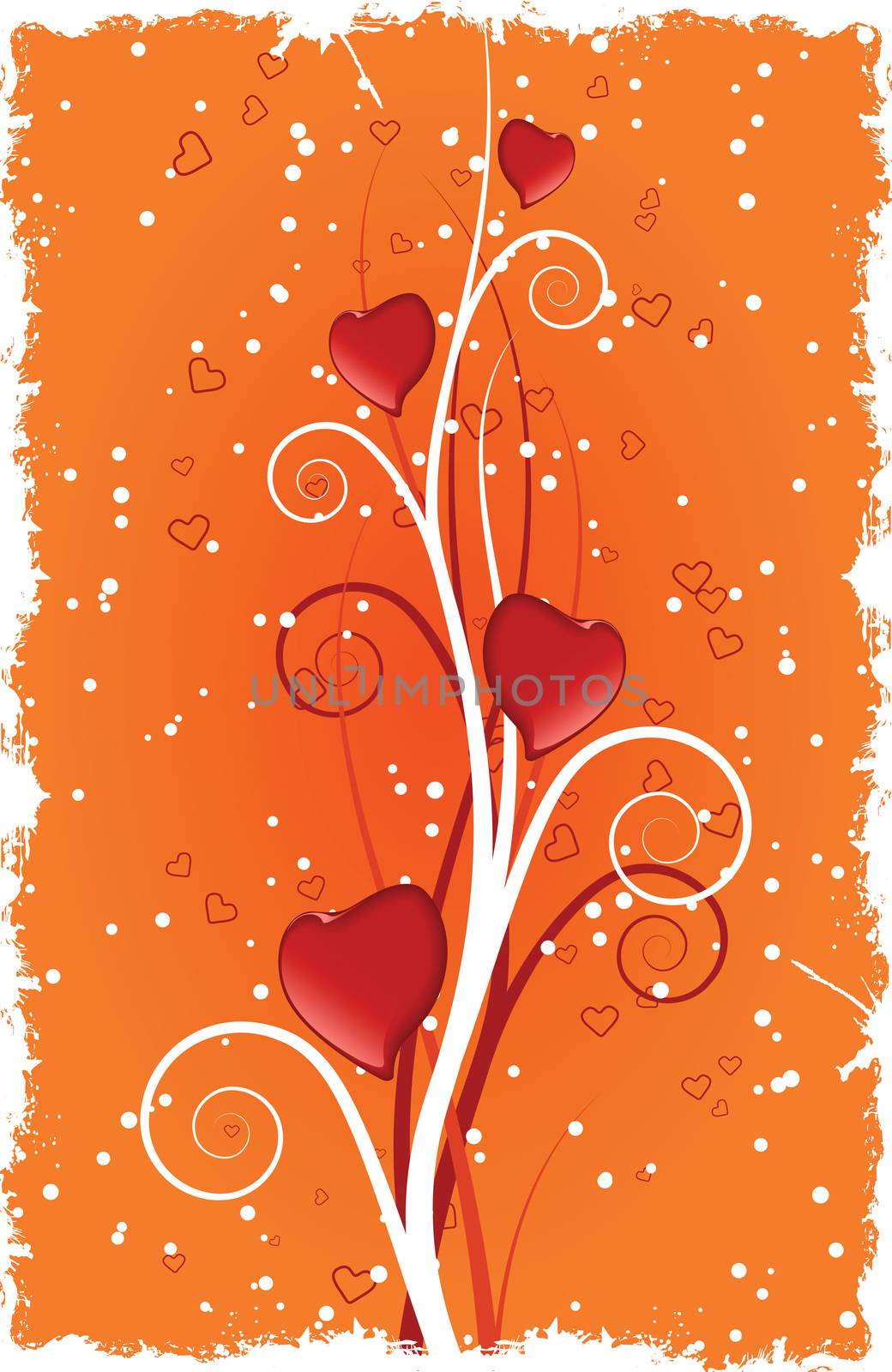 Grunge Valentine's Day Heart with swirls Vector illustration