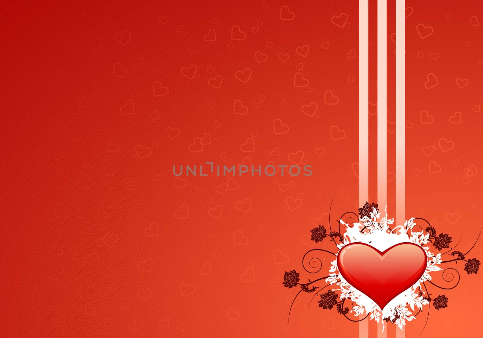 Valentine's day greeting card with abstract Hearts and floral elements