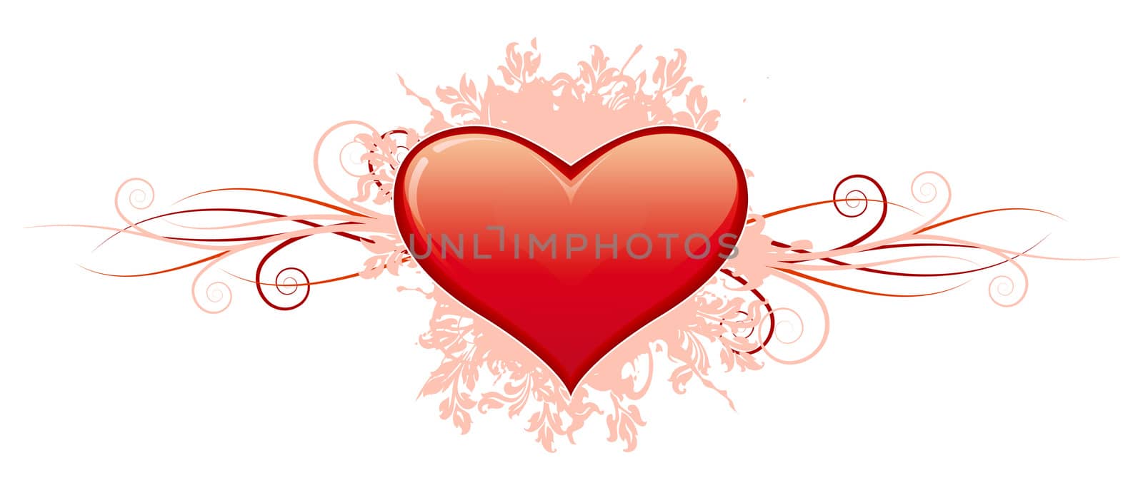 Valentine's Day Heart with floral decoration on white