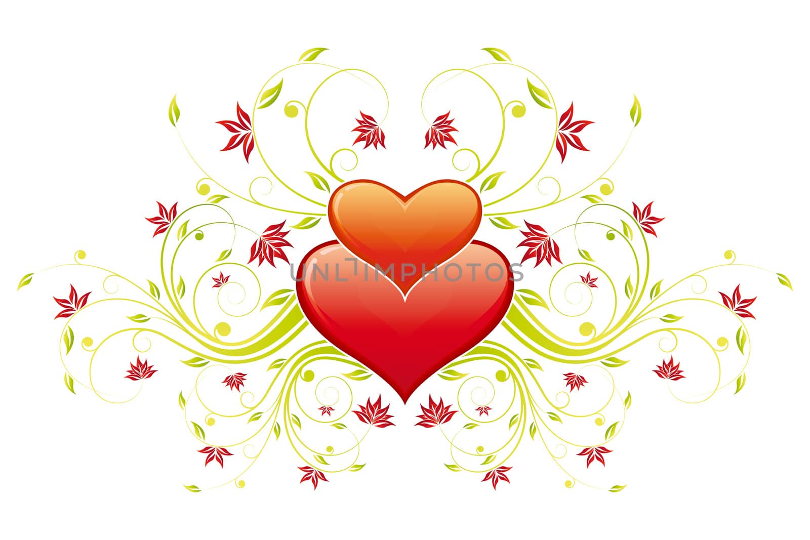 Valentine's Day Heart with floral decoration and flowers