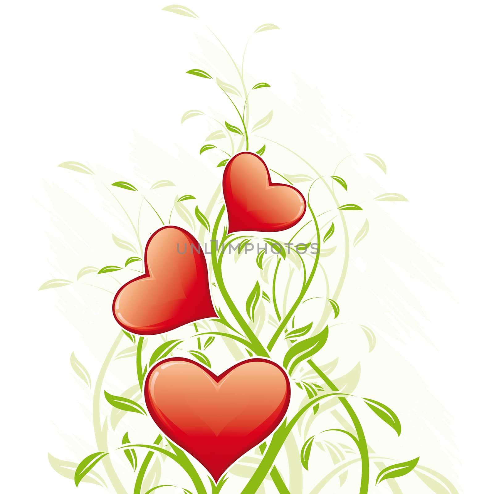 Valentine's Day Heart with floral decoration on white