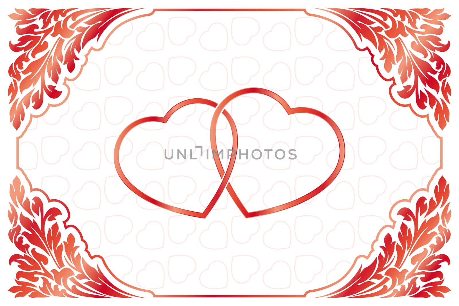 Abstract Stylized Valentines Day card with florals