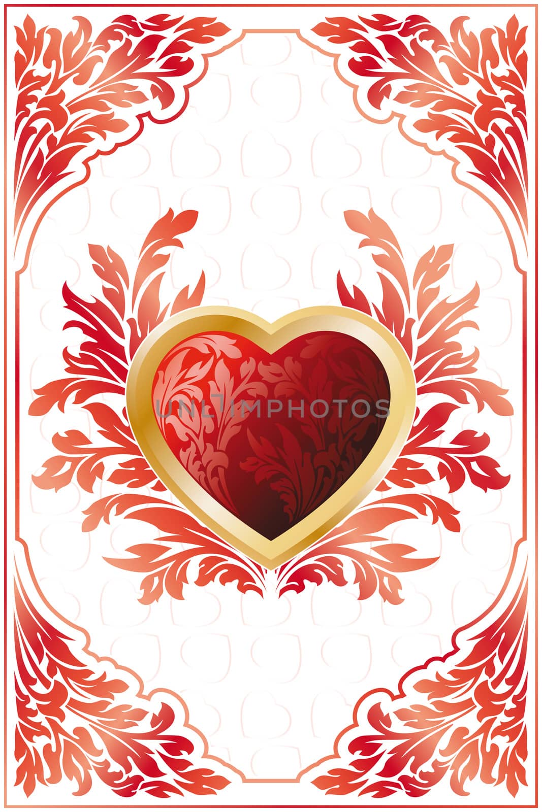 Abstract Stylized Valentines Day card with florals
