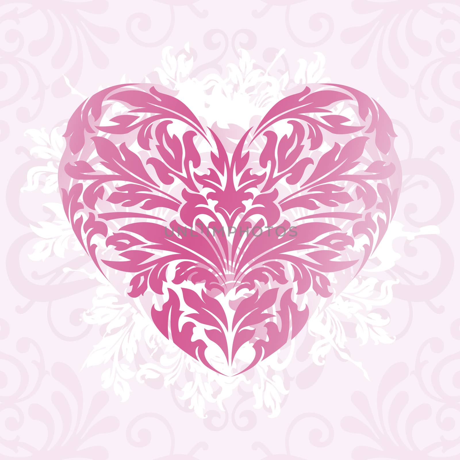 Abstract Stylized Valentines Day card with florals