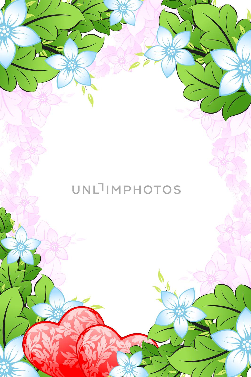 Valentine's Day heart with florals on white background