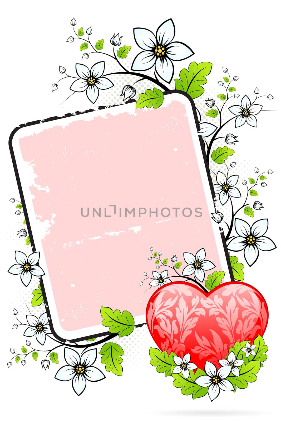 Valentine's Day heart with florals and letter