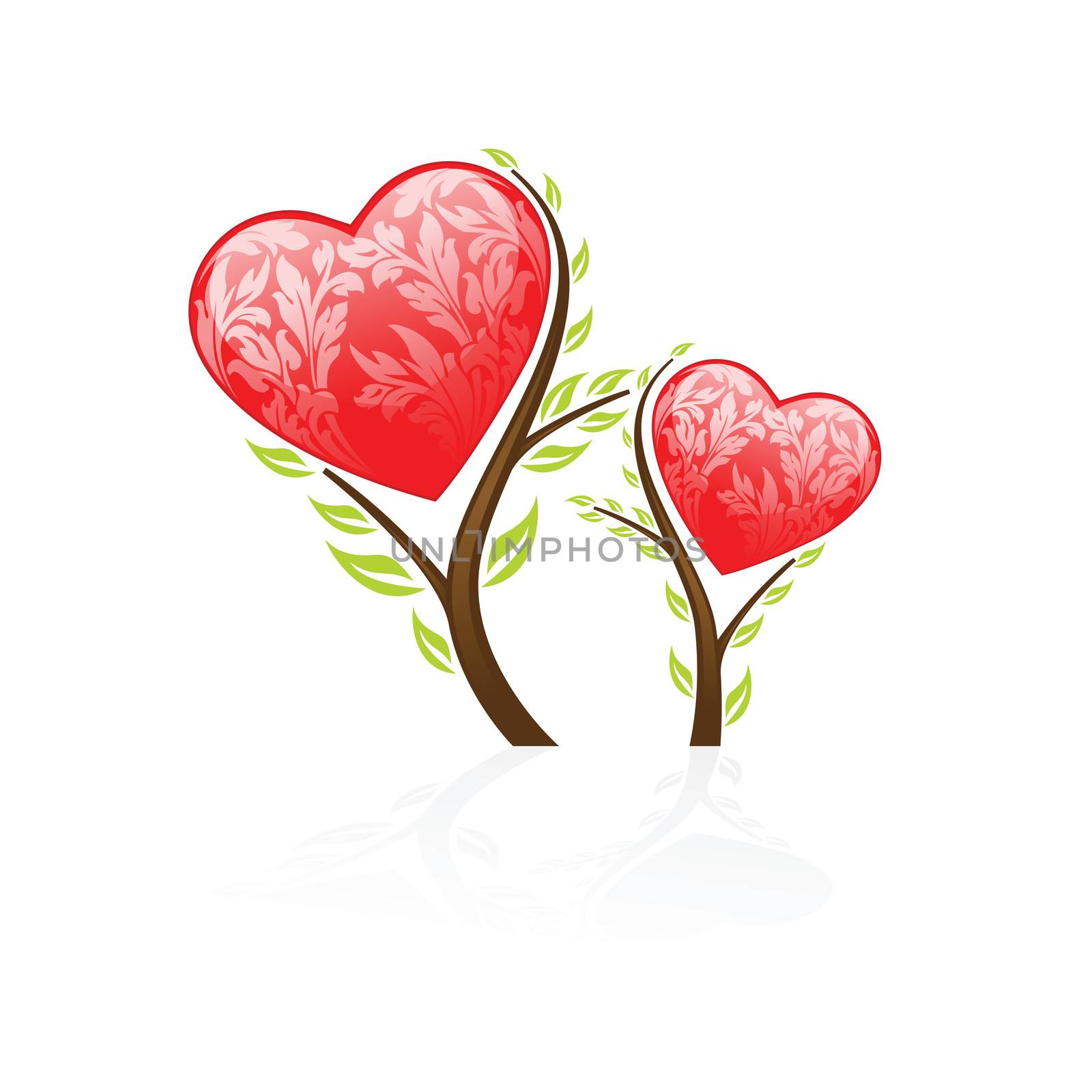 Valentine's Day tree icon isolated on white background