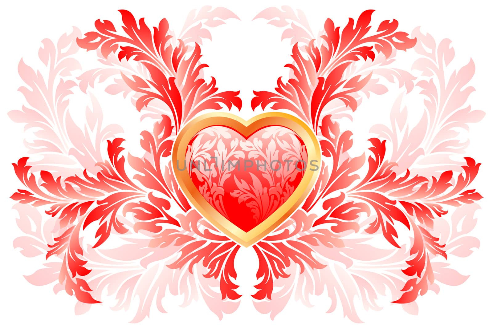 Floral Valentine's day Heart isolated on white